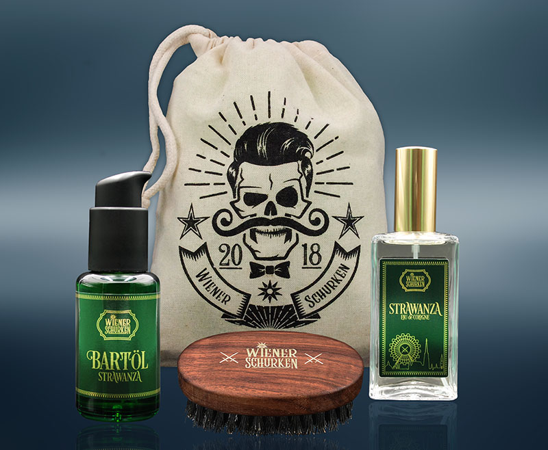 STRAWANZA ROYAL BAG - Eau de Cologne, Bartöl 50ml, Bartbürste Nussholz