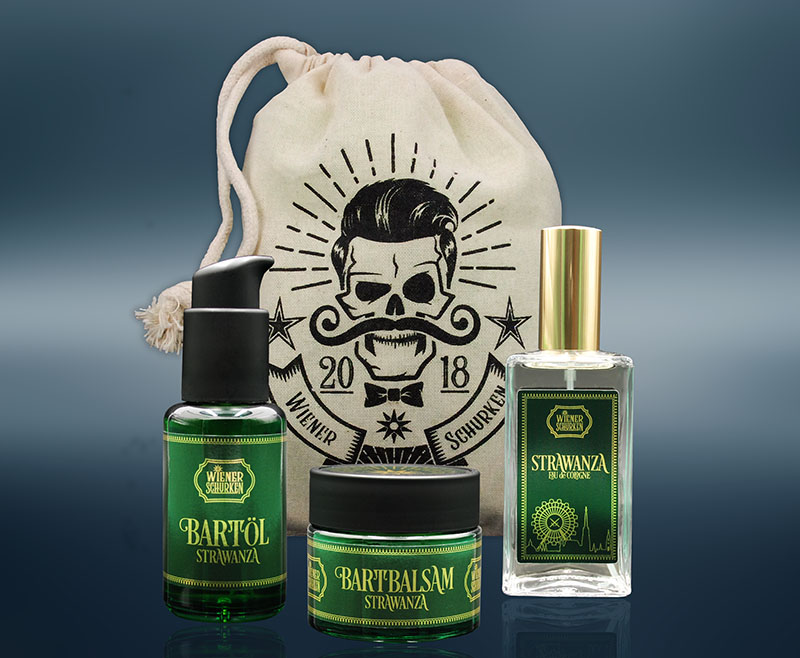 STRAWANZA ROYAL BAG - Eau de Cologne, Bartöl 50ml, Bartbalsam 50ml