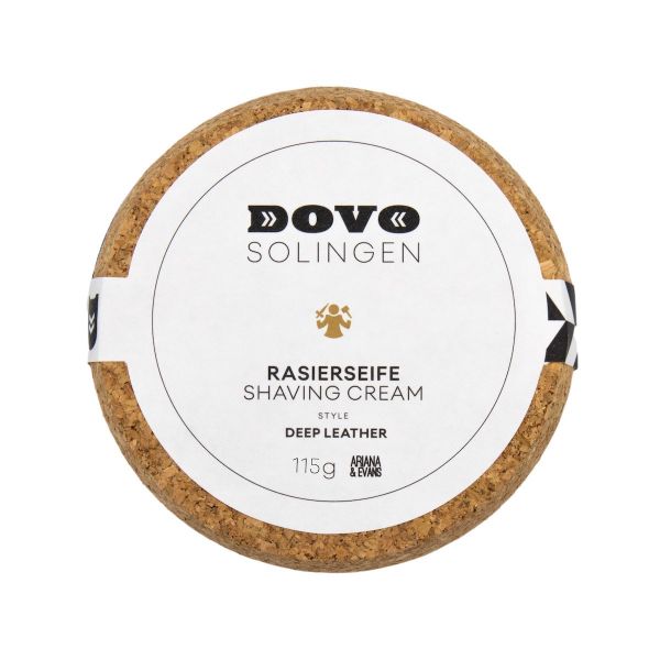 Dovo Rasierseife Deep Leather 115g + Schale aus Steingut