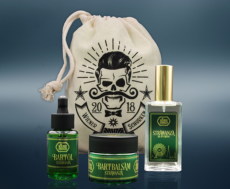 STRAWANZA ROYAL BAG - Eau de Cologne, Bartöl 30ml, Bartbalsam 50ml