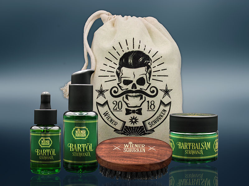 STRAWANZA BARTPFLEGE XXL-BAG - Bartöl 30ml+50ml, Bartbalsam 50ml, Bartbürste Nussholz