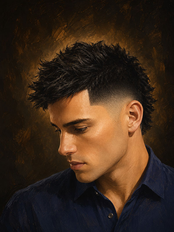 Messy Faux Hawk – Burst Fade – Männerfrisur